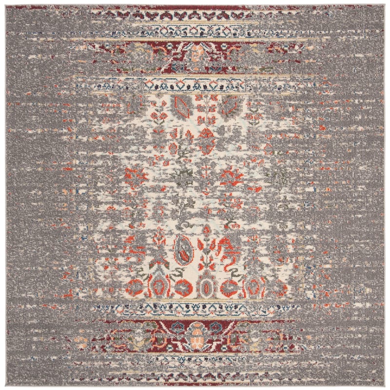 SAFAVIEH Monaco Stojana Boho Rug - 6'7" Square - Grey/Ivory