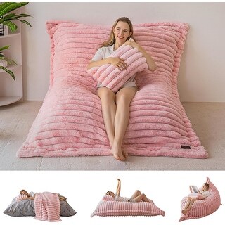 3 in 1 Convertible Bean Bag Chair with Pillow, Removable Cover Floor ...