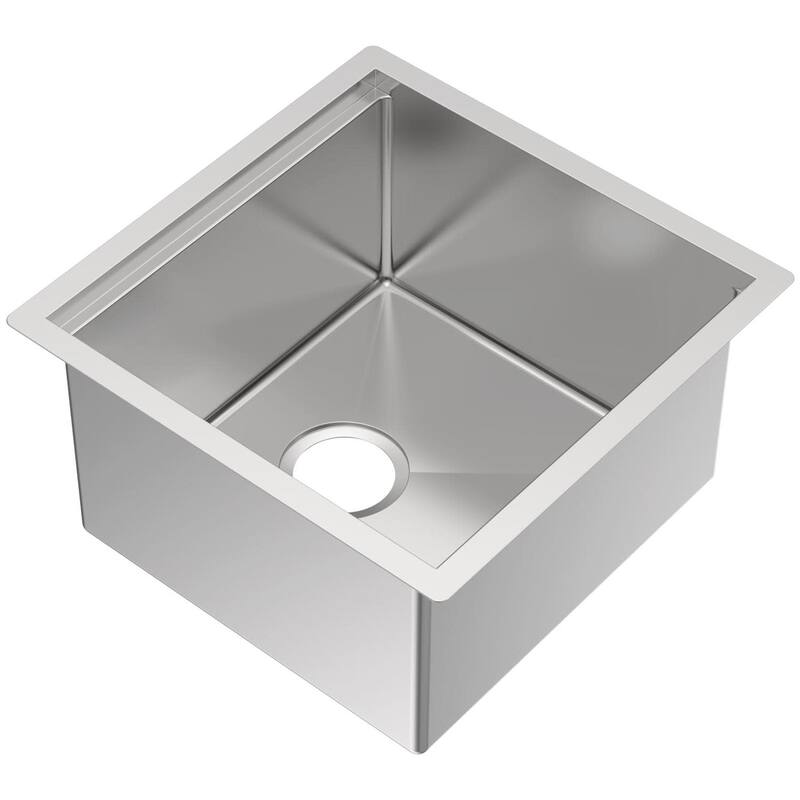 Whitehaus WHSW1818 18" Undermount Single Basin Stainless Steel Kitchen - Brushed Stainless Steel