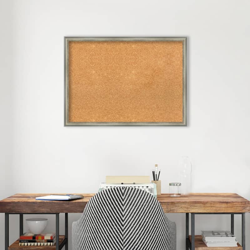 Salon Scoop Wood Framed Natural Corkboard Bulletin Board