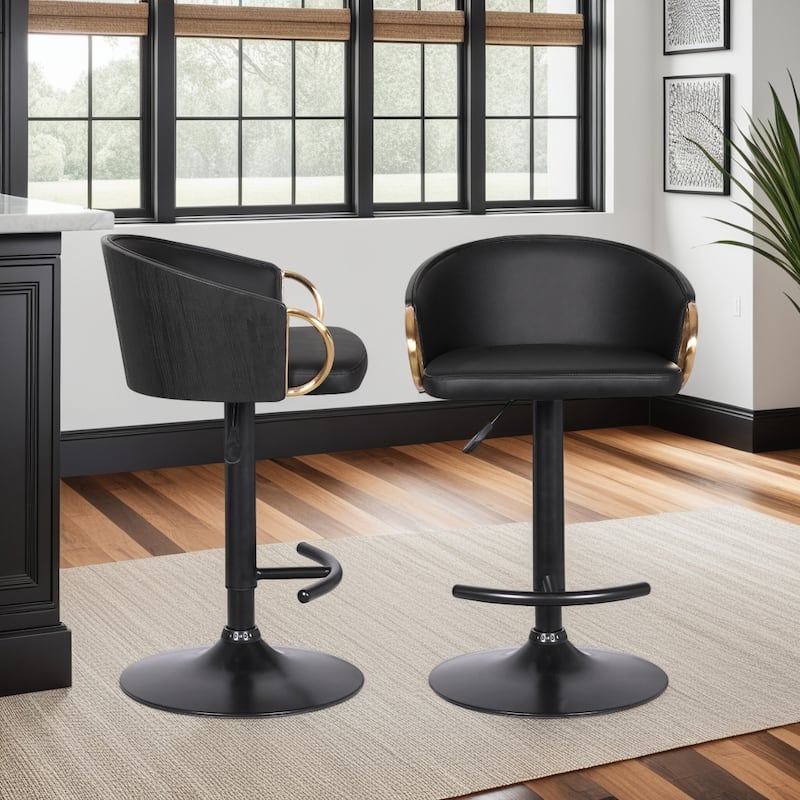 Solstice Modern Swivel Bar Stool, Upholstered Adjustable Counter Height Chair with Metal Base