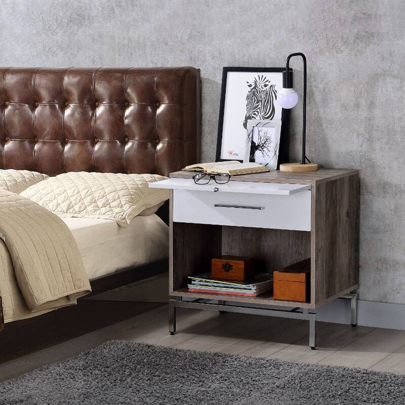 1 Drawer Nightstand with Open Shelf