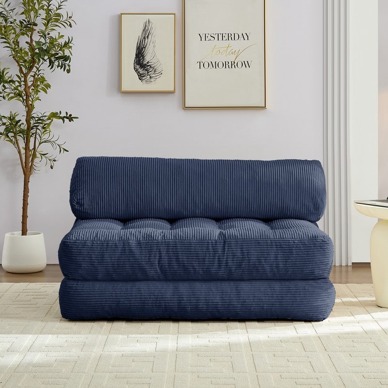 Mixoy W32''/W50'' Corded Velvet Fabric Folding Floor Lazy Futon Sofa Bed