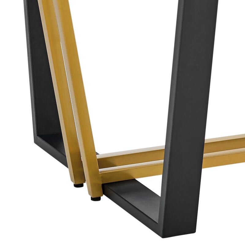 Kai 72 Inch Glass and Black Steel Rectangular Dining Table