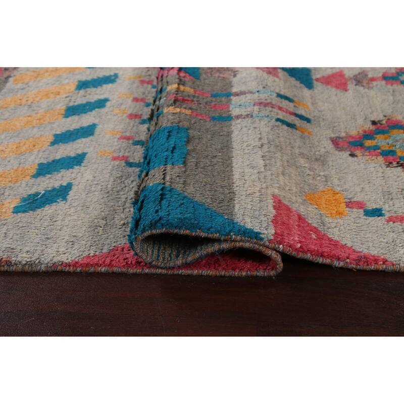 Tribal Moroccan Oriental Area Rug Wool Hand-knotted Living Room Carpet - 6'11" x 10'5"