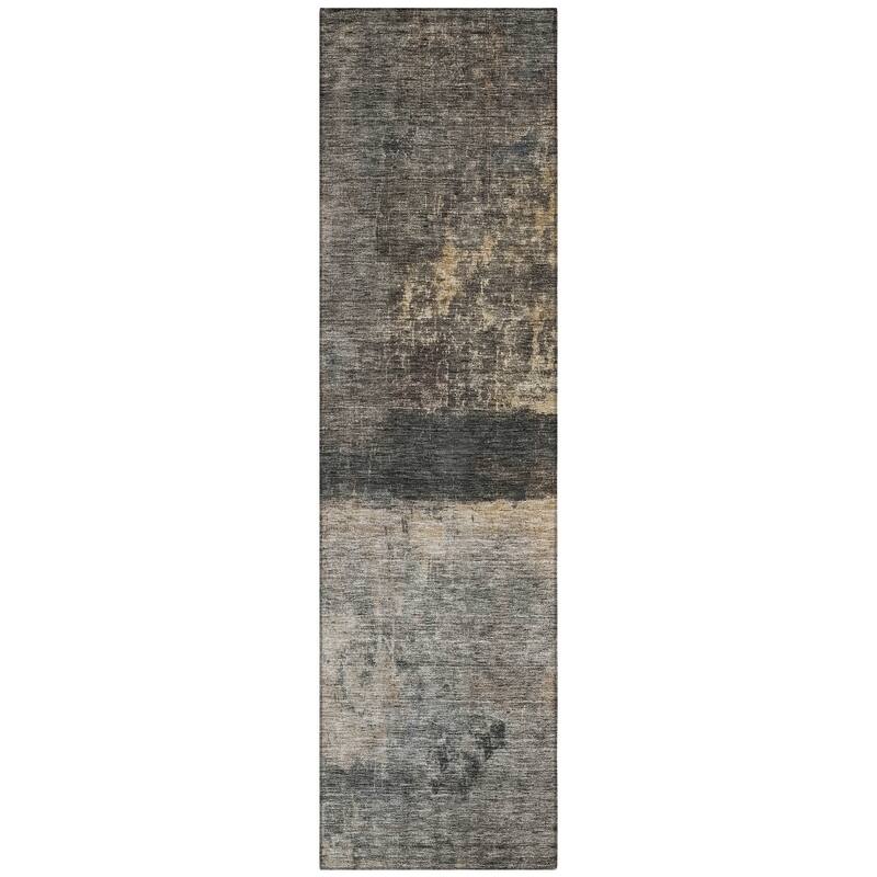 Machine Washable Indoor/ Outdoor Abstract Contemporary Chantille Rug