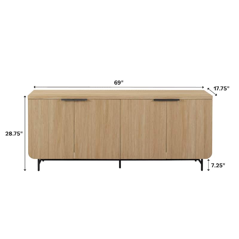 Middlebrook Minimal Fluted Four-Door Buffet Sideboard