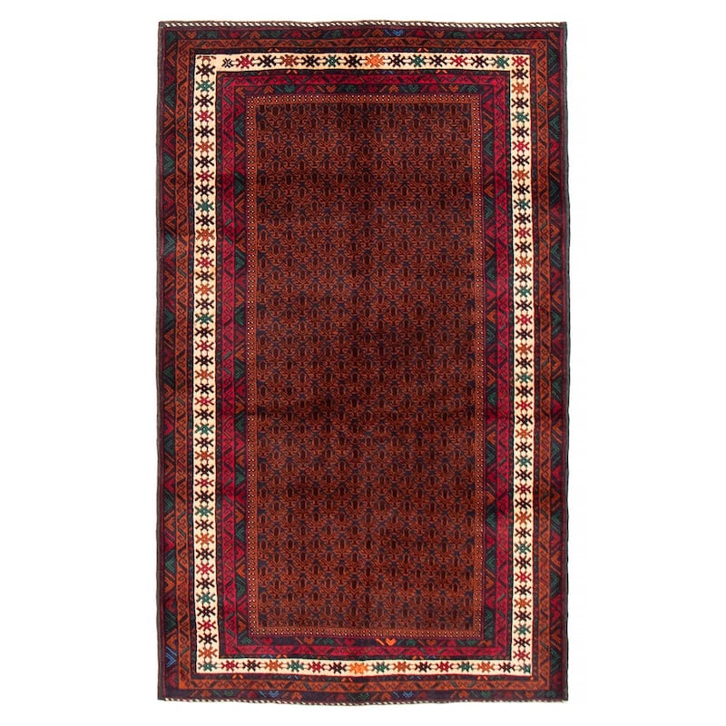 Teimani Brown, Red Rug 3'7" x 6'3" - 3'7 x 6'3 - Dark Brown/ Red - 3'7 x 6'3