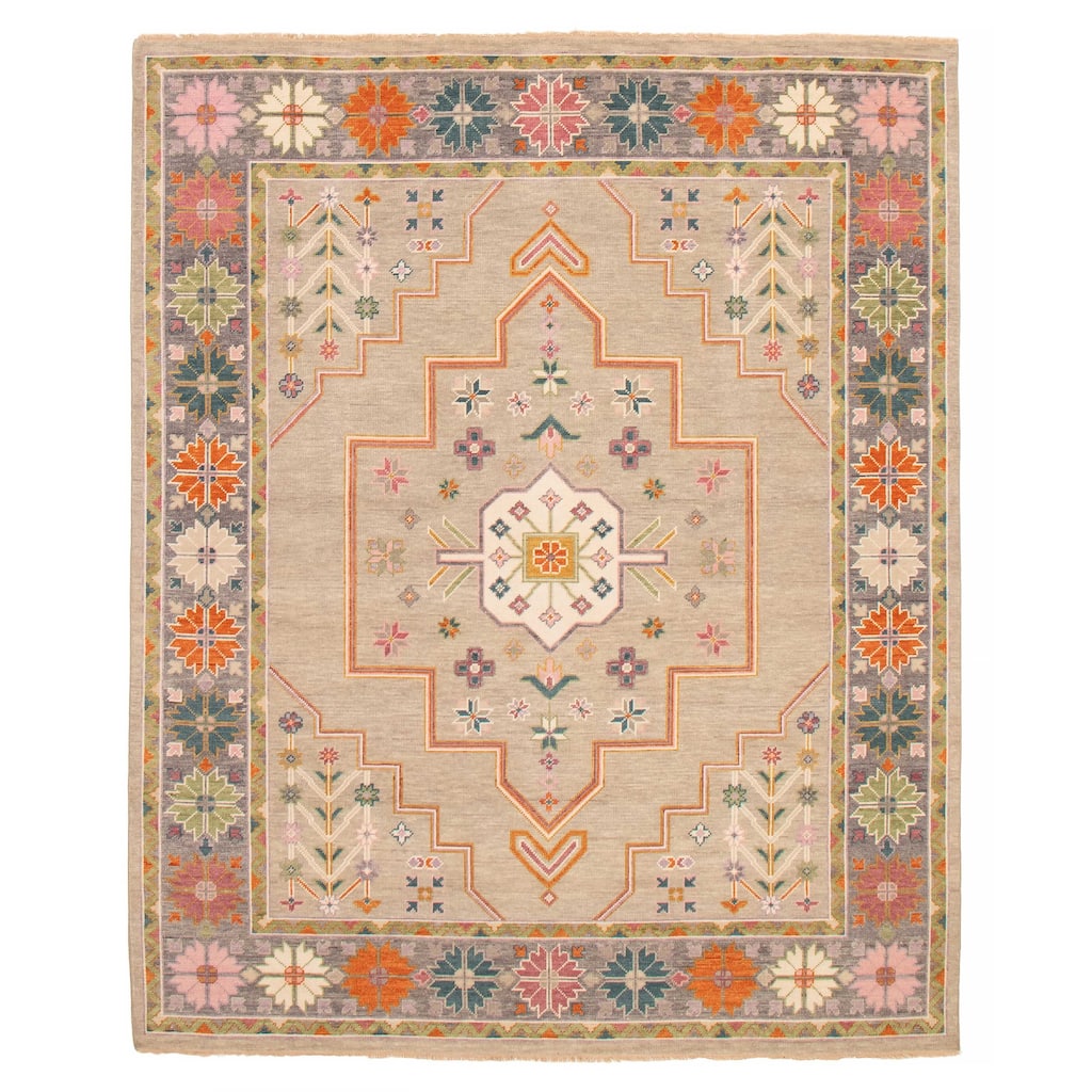 ECARPETGALLERY Hand-knotted Modern Oushak Light Grey, Light Khaki Wool Rug - 8'0 x 9'11