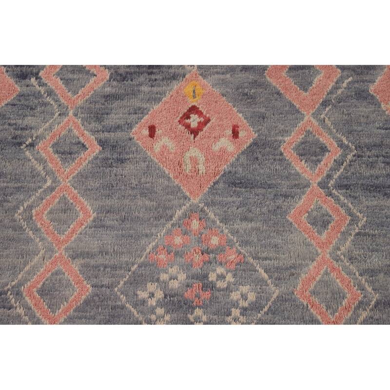 Tribal Moroccan Rug Handmade Oriental Wool Carpet - 7'10" x 10'8"