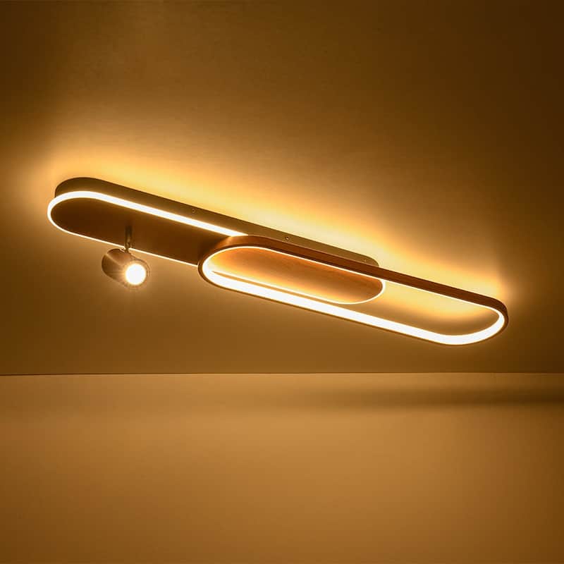 Shaker Farmhouse Linear Wood Dimmable LED Flush Mount Spotlight