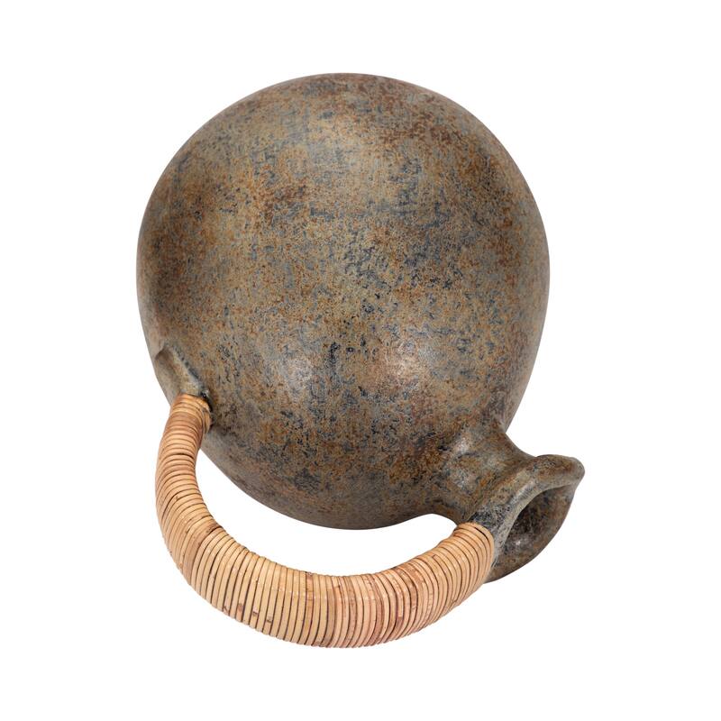 Sagebrook Home Terracotta Rustic Jug With Woven Handle, Multi, Round, Two Tone