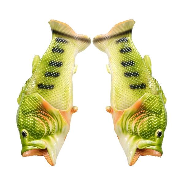Shop Rivers Edge Products Men S Slip On Fish Sandals Green Carp Shaped Flip Flops Overstock 26858841