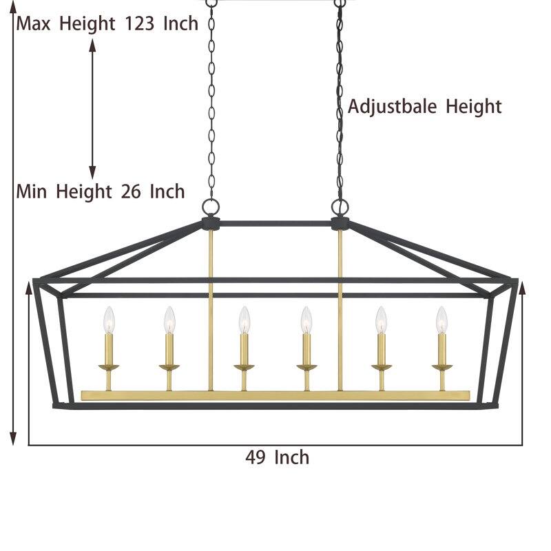 Acroma Mid-century Modern 6-light Kitchen Island Rectangle Chandelier - 49In