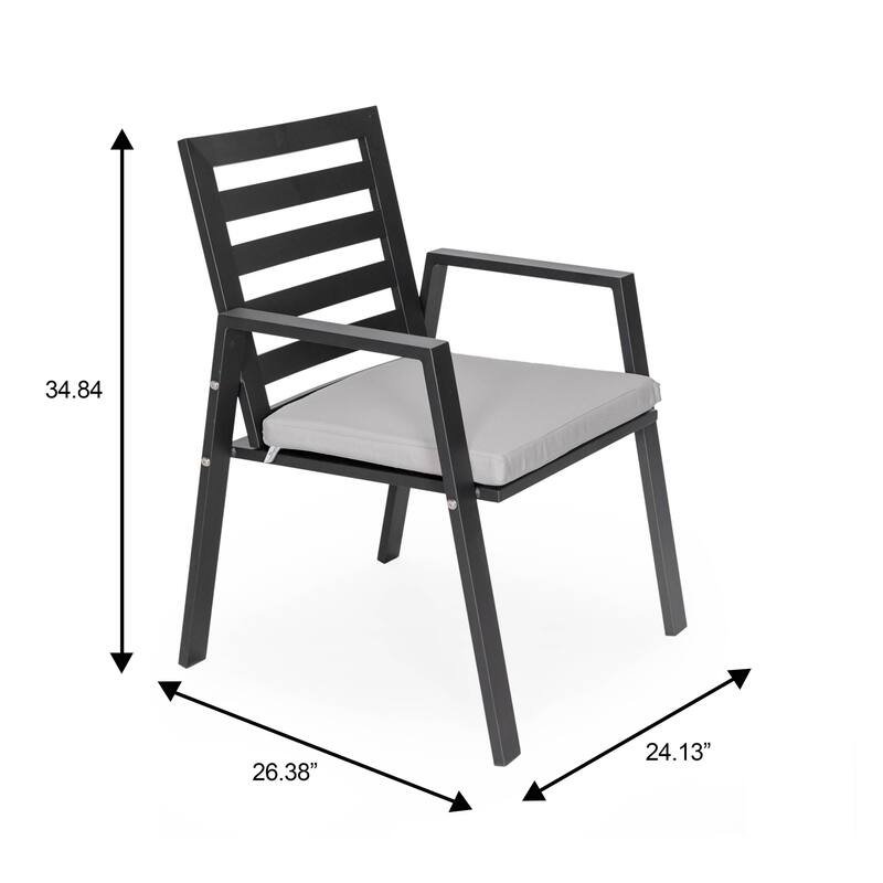 Chelsea 5-Piece Aluminum Outdoor Dining Set 48 in. Round Table and 4 Dining Armchair w/ Cushions