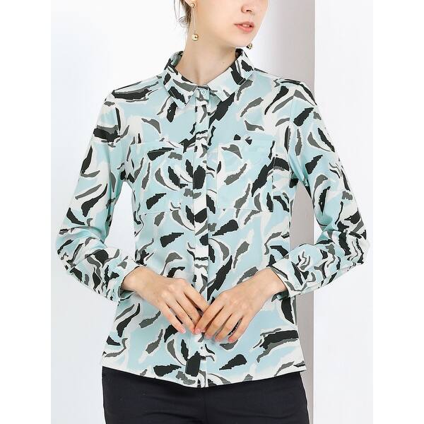 Shop Women S Button Down Turn Down Collar Floral Print Shirt Long