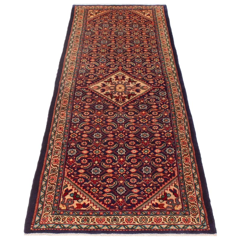 ECARPETGALLERY Hand-knotted Andelz Navy Wool Rug - 3'5 x 10'5