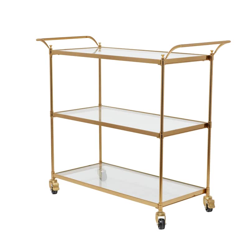 Metal Contemporary Bar Cart with Wheels