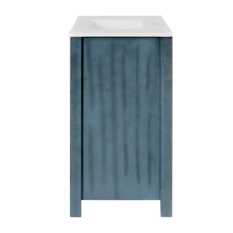 Bathroom Vanity with Resin Sink, Wooden Combo Cabinet Set, Bathroom Cabinet with 2 Soft Closing Doors & Adjustable Shelf