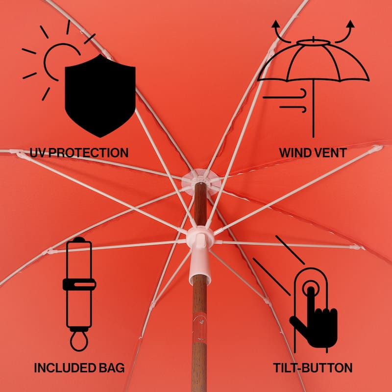 Horizon 6.5ft. Beach Umbrella with Tilt, Wind Vent, UV Protection, and Carry Bag
