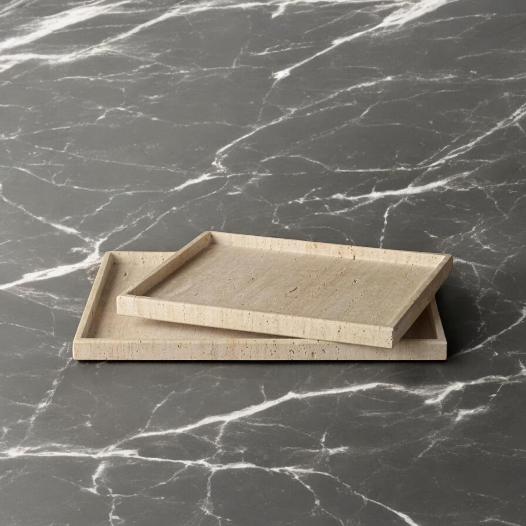 Travertine Tray Large in Cream - Bed Bath & Beyond - 42341062