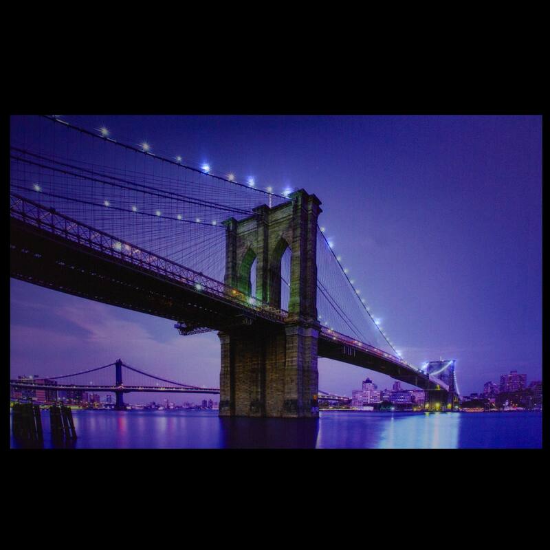 LED Famous New York City Brooklyn Bridge Canvas Wall Art 15.75"x23.5"