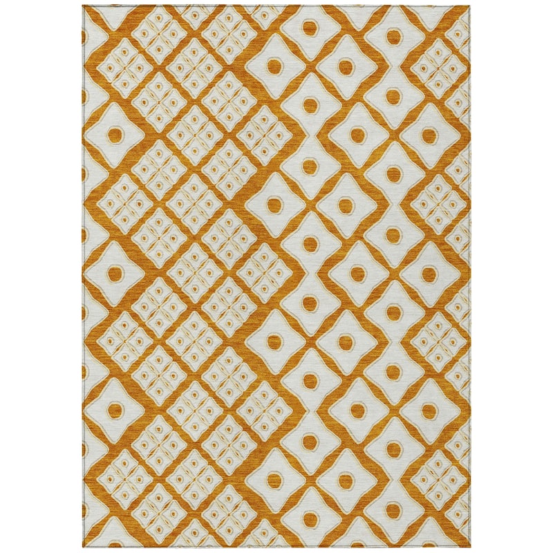 Machine Washable Indoor/ Outdoor Chantille Diamond Geo Rug