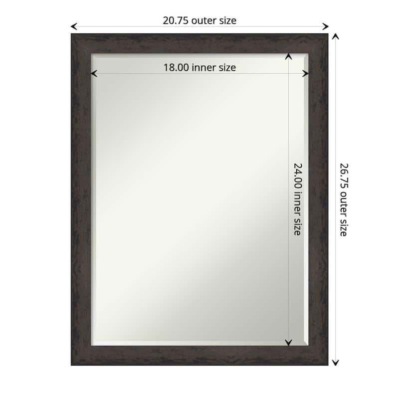 Dappled Narrow Half-Inch-Bevel Wood Framed Wall Mirror - Glass Size 18x24 - Dappled Black Brown Narrow