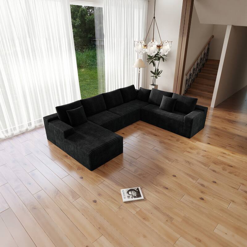 Oversized Sectional Modular Couch, Cloud Couches for Living Room, Deep Seat Upholstered Sleeper Sofa, U Shaped Couch with Chaise