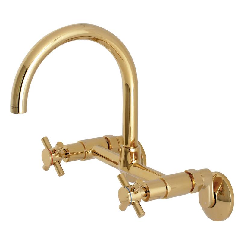 Kingston Brass Concord 8 in. Adjustable Center Wall Mount Kitchen Faucet - Polished Brass