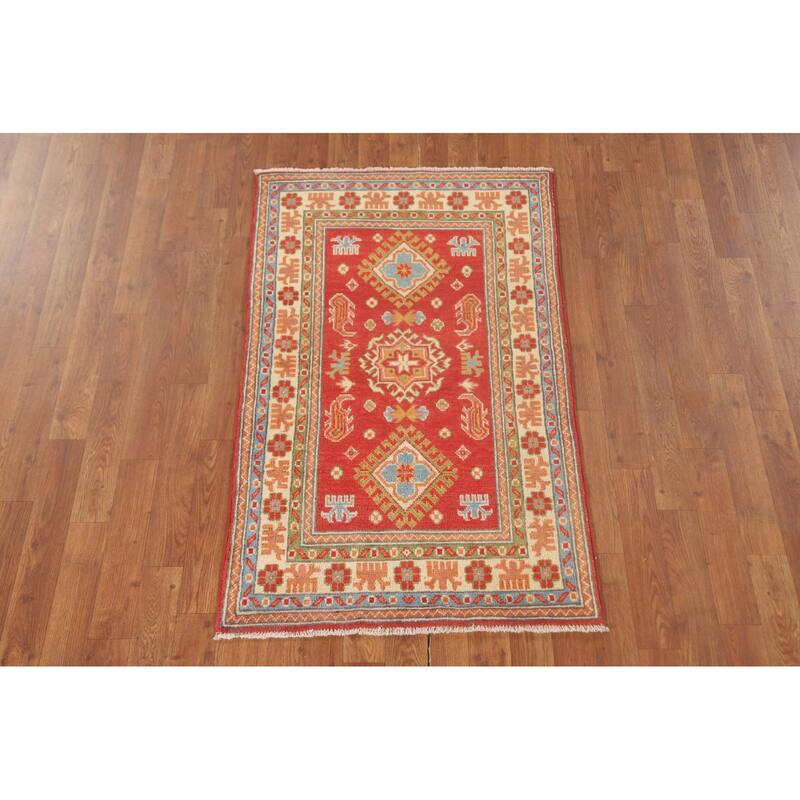 Kazak Oriental Accent Rug Handmade Red Wool Carpet - 2'7"x 4'2"