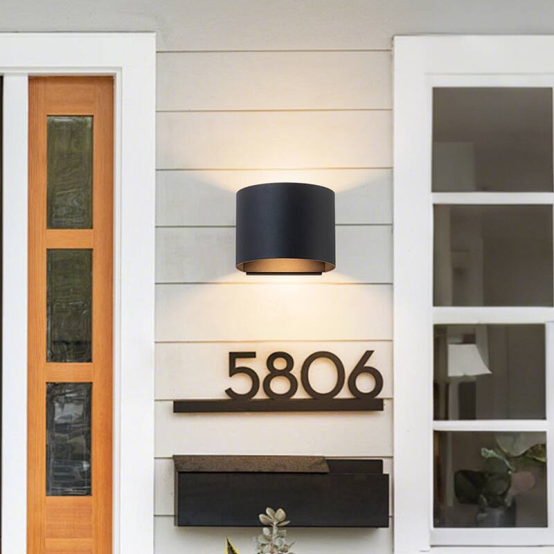 Modern Square 2-Light Wall Sconce Outdoor LED Wall Light - 5.4-in H x 5.4-in W x 5.7-in D