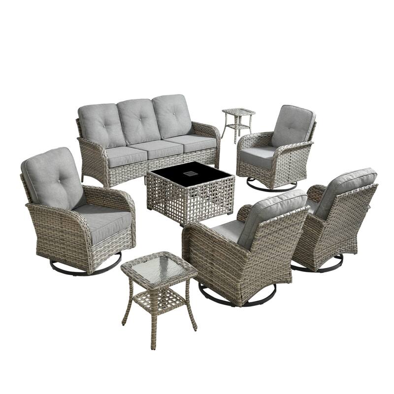 OVIOS 8-piece Patio Wicker Conversation Furniture Set