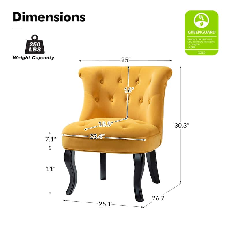 Paolino 25.1" Wide Traditional Velvet Button-tufted Back Stools with Wood Legs by HULALA HOME