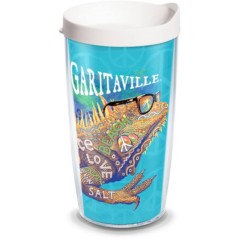 Tervis Margaritaville - Peace Love Salt Made in USA Double Walled Insulated Travel Tumbler, Clear - 16oz