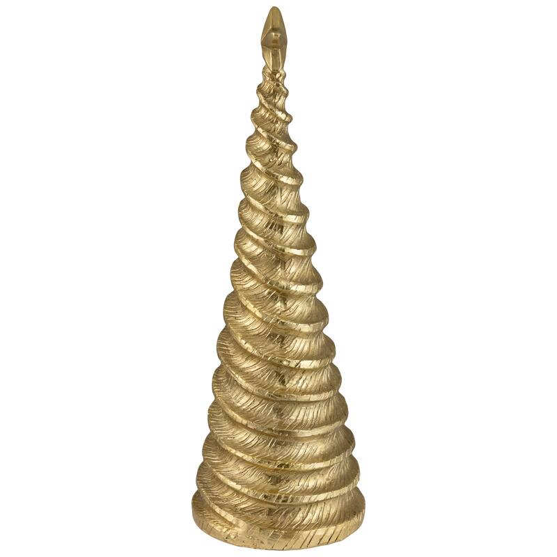 Metallic Swirling Spirals Tabletop Tree with Star Christmas Decoration - 13.5" - Gold