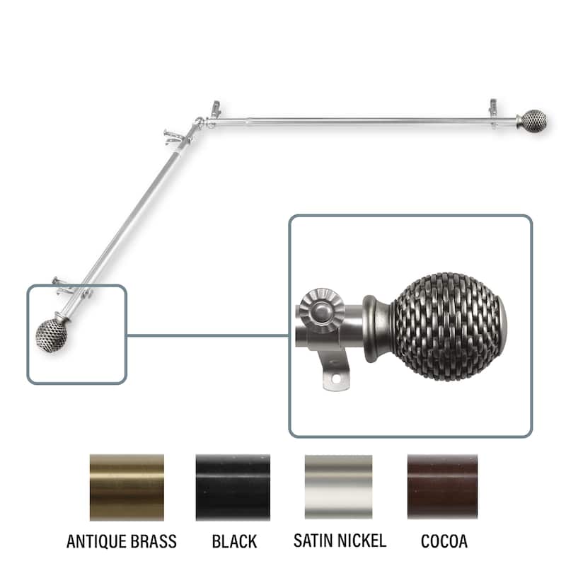 InStyleDesign Norty Corner Window Curtain Rod 13/16 inch dia. - 120 to 170 inches - Satin Nickel