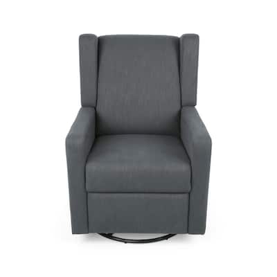 Hounker Contemporary Upholstered Swivel Recliner by Christopher Knight Home