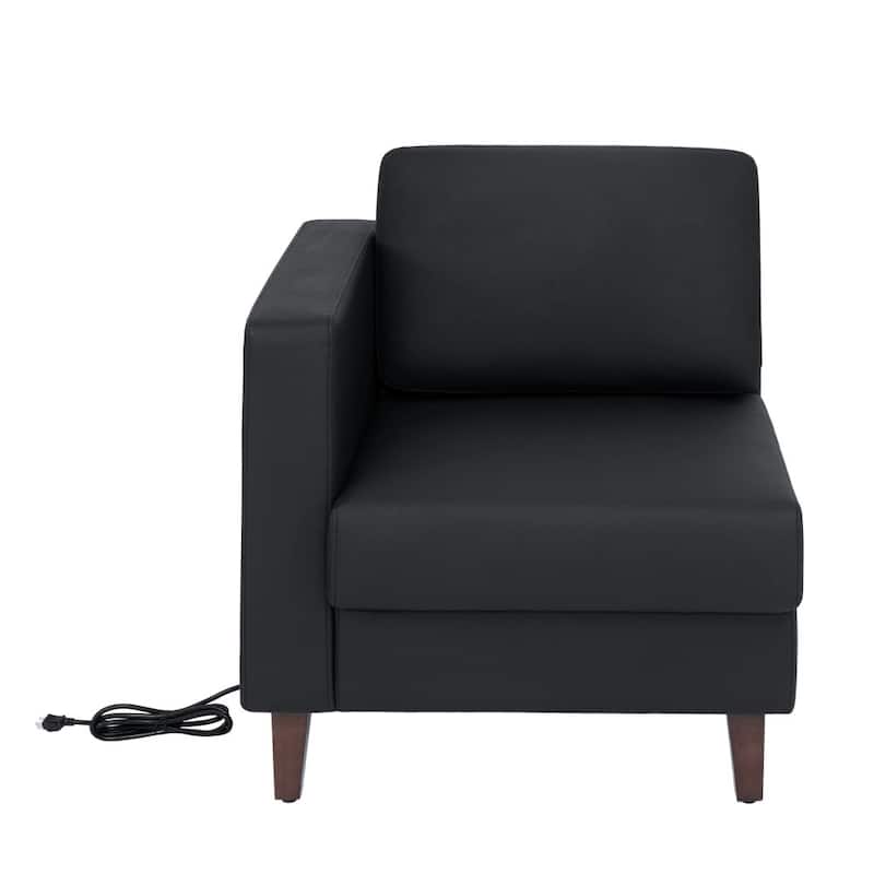 Commercial Modular Left Arm Chair with AC/USB/USB-C Chargers - 28.25"W x 31.5"D x 31.75"H