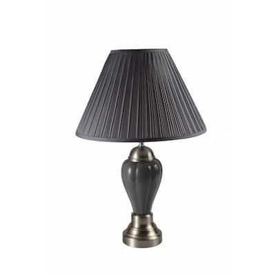 27.5" Tall Metal Table Lamp, Silver and Gray