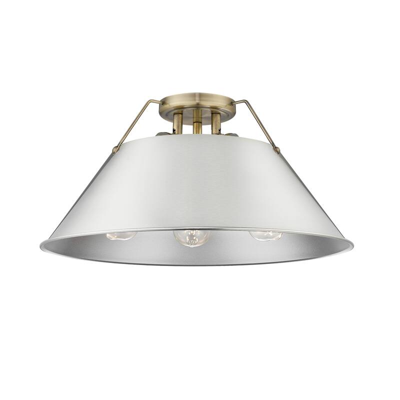 Orwell 3-Light Flush Mount in Aged Brass with Pewter - Gold