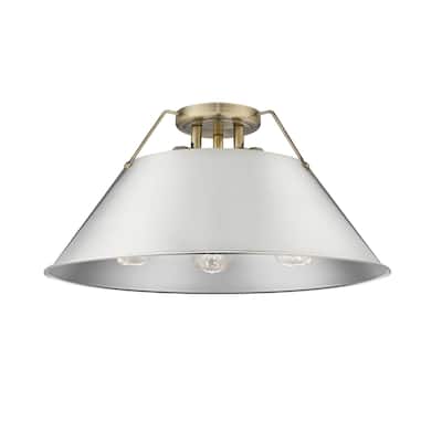 Orwell 3-Light Flush Mount in Aged Brass with Pewter - Gold