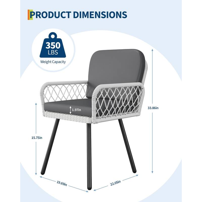 Outdoor Cast Aluminum Patio Chairs Dining Chairs of 2 with Cushion with Adjustable Foot Pads
