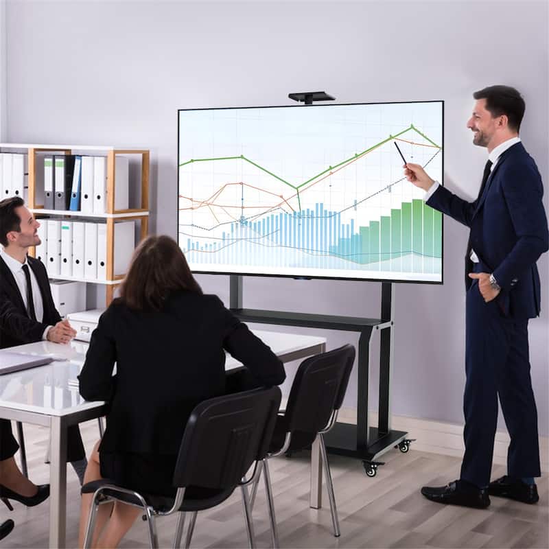 Gymax Mobile TV Cart w/ Wheels Camera Shelf & AV Shelves for 32''-80''