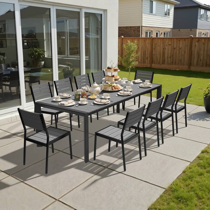 Pellebant Premium Outdoor Patio Aluminum Dining Table with Umbrella Hole