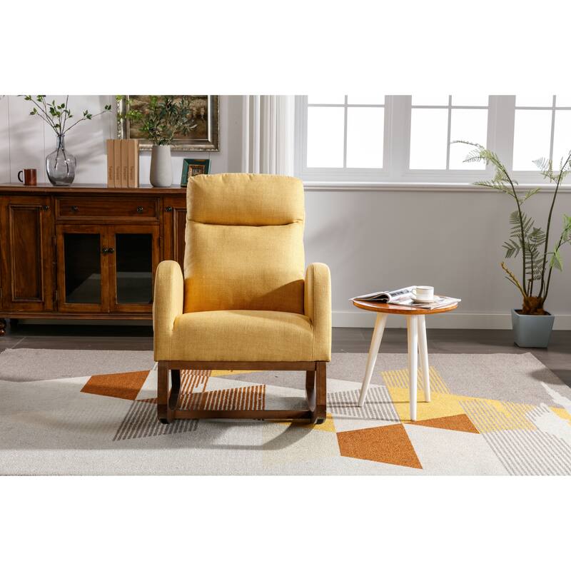 GDFStudio - Amelia Linen Upholstered Rocking Chair with Spacious Seat and Tall Back Design