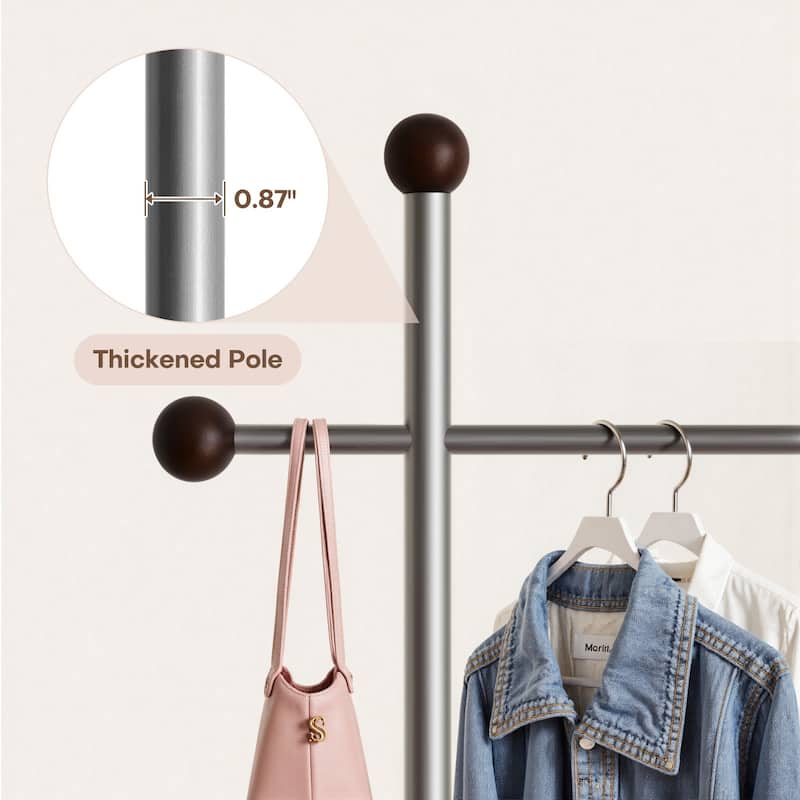 Metal Freestanding Coat Rack with Heavy Duty Marble Base - 70"H x 19.7"W (top) × 17.7"(base) x 9.8"D