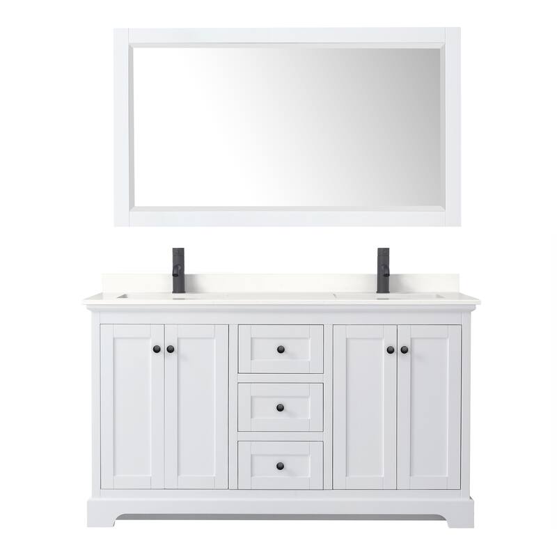 Avery 60-inch Double Vanity, Quartz Top, 58-inch Mirror