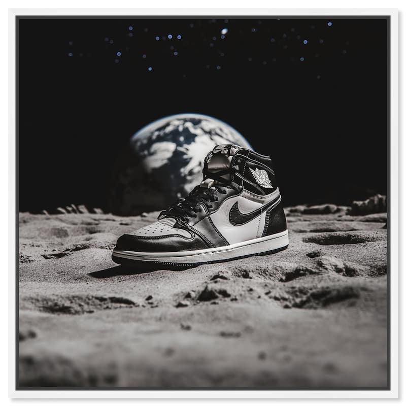 Moon Kicks Canvas by Art Remedy - White - 16" x 16"