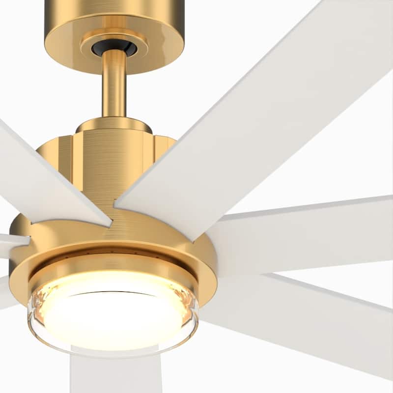 Pendry 56 inch Indoor/Outdoor Ceiling Fan with Matte White Blades - Brushed Satin Brass